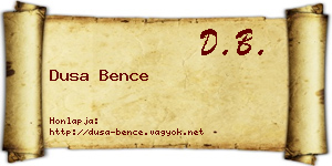 Dusa Bence névjegykártya